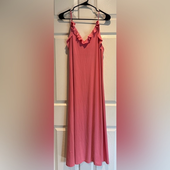pink zara midi dress with ruffles and adjustable straps size m romantic - Picture 2 of 8
